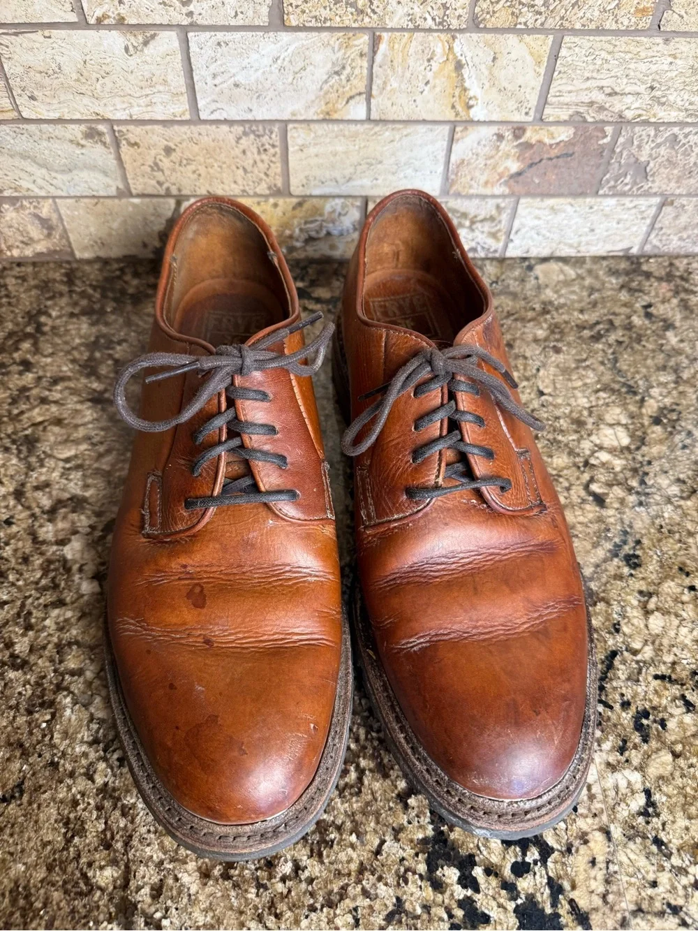 Frye Paul Men’s 10.5 D Leather Oxford Derby Dress Shoes Brown.